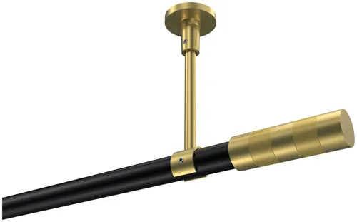 INTERDECO Gardinenstange Sonette Mavell, Ø 20 mm, 1-läufig, Fixmaß, kürzbar, Deckenmontage, Metall, Schwarz / Messing-Optik / Bicolor