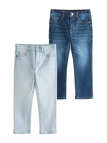 NEXT Jungen Regular Fit Stretch-Jeans 2er-Pack Denim Dark Blue/Bleach 104 - Stylisches 2er-Pack Stretch-Jeans für Jungen im Regular Fit. Ideal für den Alltag, bequem und vielseitig kombinierbar. Hochwertige Verarbeitung für langanhaltenden Tragekomfort.