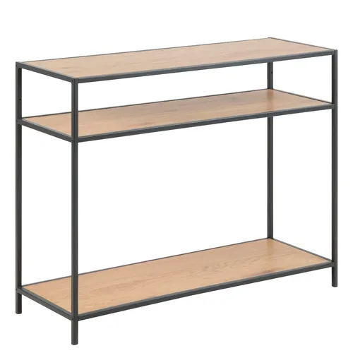 AC-Design Konsolentisch Seaford, schwarz / wildeiche - Moderne Konsole für Flur, Wohnzimmer & Schlafzimmer, mit höhenverstellbarem Fuß und 3 Ablagen in edler wildeiche-Optik.