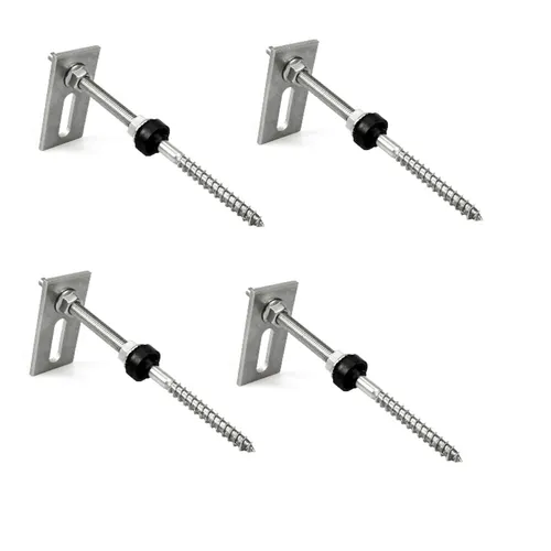 Stk. Stockschraube Edelstahl M10x200 höhenverstellbar inkl. Adapterblech PV 4