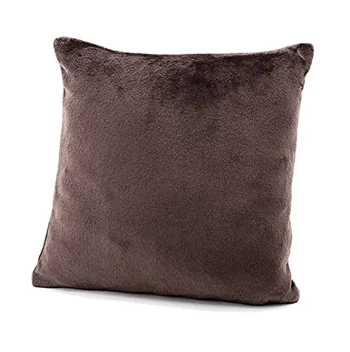 heimtexland ® Flanell Kuschel Kissen Super Soft Dekokissen Plüsch Typ380 Kissenhülle Schoko Braun 48x48 cm