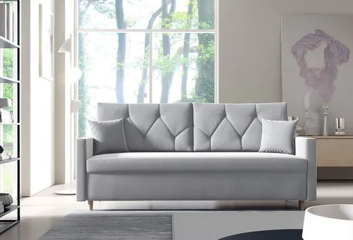 TRIVIO K11 Schlafcouch, 3-Sitzer-Sofa mit Rückenkissen, Schlaffunktion, hellgrau