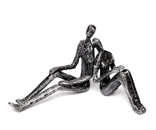Brillibrum Design Dekofigur Handmade Eisenfigur Paar Harmonisches Pärchen aus Gusseisen in Antik Silber modernes Skulpturen Paar Figur Freundschaft 6: 9,5 x 19 x 9 cm (Figur 6)