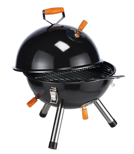 Haushalt International KUGELGRILL Mini - Schwarz Picknick- und Campinggrill - Kompakter Tischgrill mit einem Durchmesser von 31,5 cm, ideal für Picknicks und Camping. Robustes Metall und verchromtes Grillrost sorgen für langlebigen Grillspaß.