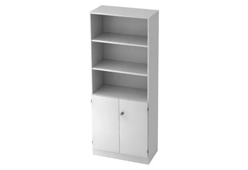 Bümö Office Regalschrank - 5 Ordnerhöhen in Weiß - Professioneller Büroschrank mit 5 Ordnerhöhen, höhenverstellbar für stabilen Stand. Hochwertige Materialien und vielseitige Kombinationsmöglichkeiten für eine optimale Aktenorganisation.