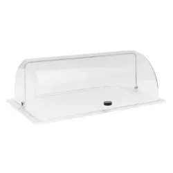 APS 11060 GN Rolltophaube für 1/1 GN-Behälter - Gastrovorratsbehälter mit hygienischer Aufbewahrung für Buffet-Speisen, transparente Haube für perfekte Sicht auf die Speisen und leicht zu reinigen.
