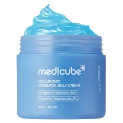 Medicube Hyaluronic Ceramide Jelly Cream 50 ml – Feuchtigkeitspflege für alle Hauttypen - Die Medicube Hyaluronic Ceramide Jelly Cream bietet eine erfrischende Wasser-Gelee-Textur, die intensive Feuchtigkeit spendet und die Hautbarriere unterstützt. Ideal für tägliche Pflege und als beruhigende Maske.