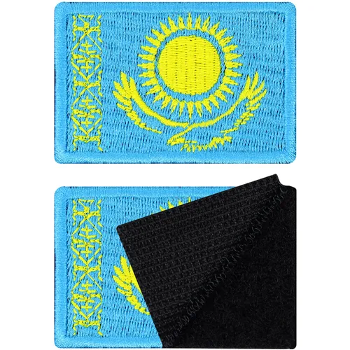 Kasachstan Flagge Patches Klett 2er Set Militär Klettverschluss | 40x60mm