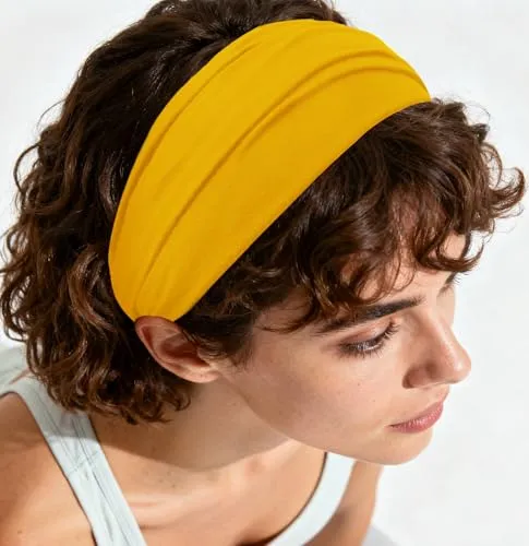 axy Haarband Yoga Stirnband Headband Hairband Wunderschön Damen Haarschmuck Sport Stirnbänder HB4 (Zitronengelb, Extra breit)