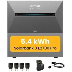 Anker SOLIX Solarbank 3 E2700 Pro - Modulare Powerstation mit 2,7 kWh Kapazität, 3600 W Eingangsleistung und Smart Meter. Ideal für nachhaltige Energieversorgung und erweiterbar auf 16 kWh.