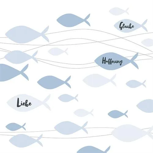 Servietten Kommunion Fische blau Konfirmation Taufe Tischdeko Junge 33x33cm 20