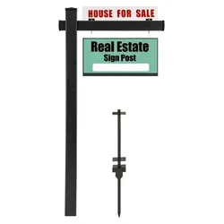 COSTWAY Immobilien-Posterstand 180 cm aus UPVC und Stahl - Robuster und langlebiger Posterstand für Immobilienanzeigen, einfach ohne Grabarbeiten zu montieren. Ideal für Schilder bis 60 x 60 cm, wetterfest und stabil für alle Bedingungen.