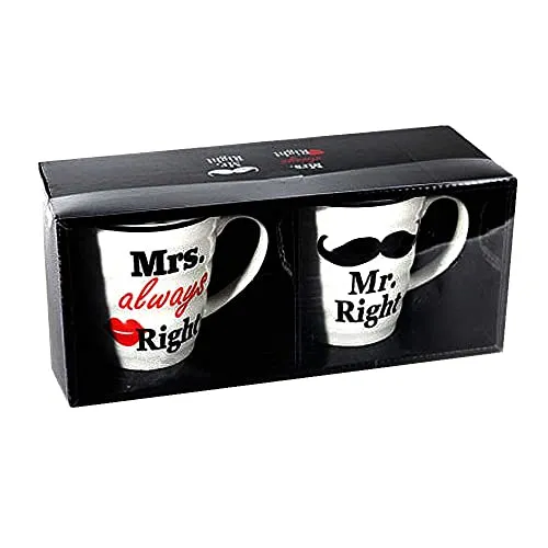 Produktbild Out of the blue 78/8232 Porzellan-Becher, Mr Right und Mrs Always Right, Circa 10 x 9 cm, 2-er Set in Geschenkpackung mit Fenster