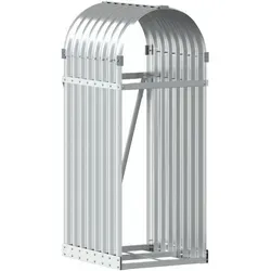 vidaXL Kaminholzunterstand Silbern 40x45x100 cm aus verzinktem Stahl - Aschesauger für die ordentliche und wetterfeste Aufbewahrung von Brennholz, robust und stabil mit guter Belüftung für trockenes Holz und extra Wandhalterung zur Sicherung.