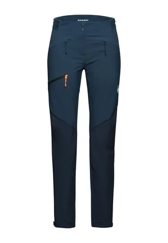 Mammut Courmayeur Softshell Pants Women marine (5118) 38 short - Damen Kletterhosen, ideal für Bergsportlerinnen mit atmungsaktivem, windabweisendem Material und PFC-freier Imprägnierung für langanhaltenden Schutz bei Outdoor-Abenteuern.