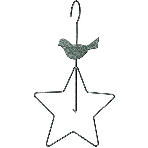 KADAX Vogelhaus, Vogelhäuschen zum aufhängen im Garten, Balkon, Futterstelle für Wildvögel, Vogelfutterhaus aus Stahl, wetterfeste Vogelfutterstation, Deko, grün (Stern)