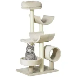 Katzenbaum Beige – Kratzbaum mit Spielzeug und Tunnel - Kratzbaum für Katzen mit Spielzeug und Tunnel, ideal zum Klettern und Spielen. Stabil und gemütlich in Beige, perfekt für aktive Katzen.