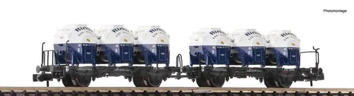 Fleischmann 6660046 N Behältertragwagen-Doppeleinheit der DB - Güterwagen, Doppeltragwageneinheit der Deutschen Bundesbahn, ideal für realistische Modelleisenbahn-Layouts.