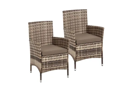 ESTEXO Polyrattan Gartenstuhl Set - 2er Rattanstühle für Balkon und Terrasse - Essstühle aus robustem Polyrattan mit bequemem Sitzkissen, ideal für gemütliche Stunden im Freien. Erhältlich in verschiedenen Farben für jeden Stil.