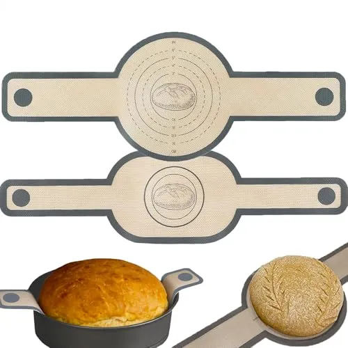 Stück Silikon Backmatte für Dutch Oven, Rund & Oval Backmatte Brot, Backmatte Brot mit Langen Griffen für Brottopf & Backofen 2