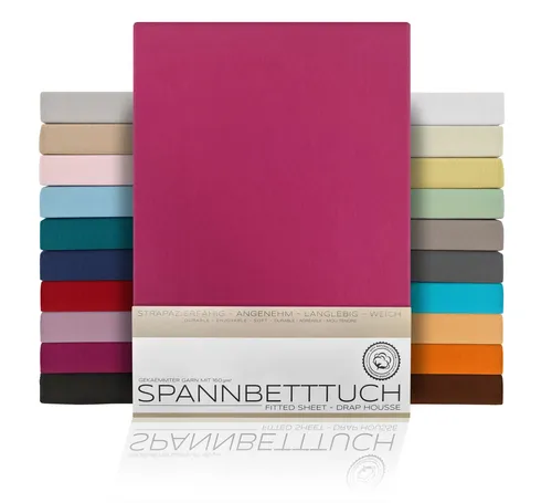 Beautex Spannbettlaken Spannbetttuch Bettlaken aus gekämmter Baumwolle Premium Jersey 160g/m², Jersey, Gummizug: rundum, (1 Stück)