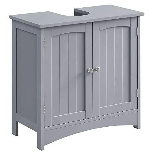 VASAGLE Waschbeckenunterschrank, Unterschrank, Badezimmerschrank, 30 x 60 x 60 cm, 2 Türen, Badschrank, höhenverstellbare Ablage, mystisches Grau BBC001P36
