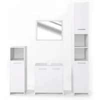 Vicco Badmöbel-Set Kiko, Weiß, 4 Teile - Badmöbel-Set für stilvolle Badezimmergestaltung, inklusive Badezimmerschrank, Waschbeckenunterschrank, Spiegelschrank und Midischrank – alles in elegantem Weiß.