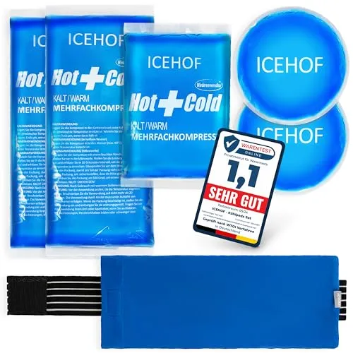ICEHOF Kühlpads (5x) mit Vlies-Hülle - Kuschelweich, lange Kühldauer, verschiedene Größen Family-SET, Kühlpack Gel Kühlakku Kühlgel Kühlkompresse Kälte-Kompresse Kühlkompressen Kühlbeutel Eisbeutel