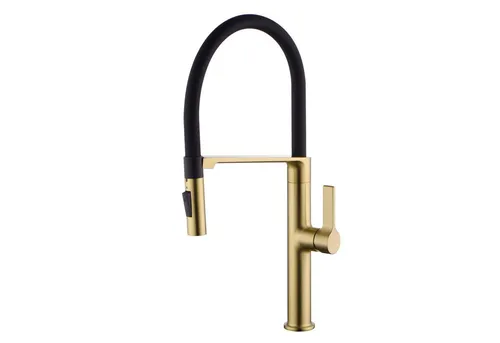 SUMERAIN Ausziehbare Küchenarmatur in Gebürstetem Gold mit 360° Schwenkfunktion - Erleben Sie die SUMERAIN S6137P-BG-KF Küchenarmatur – elegant & funktional! Mit zwei Sprühmodi und einem ausziehbaren Brausekopf wird jede Küchenaufgabe zum Vergnügen. Ideal für modernes Kochen und einfache Installation.