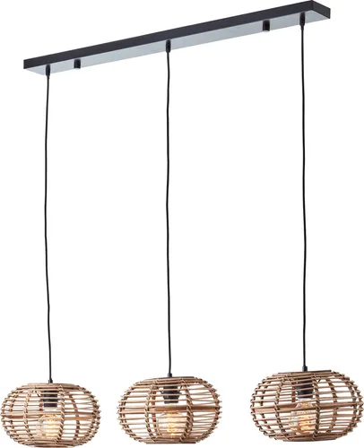 Brilliant Pendelleuchte 3-flg. Bambus 99884/06 - Moderne Hängeleuchte mit 3 E27-Lichtern im natürlichen Bambusdesign, ideal für jedes Zimmer und sorgt für eine gemütliche Atmosphäre.