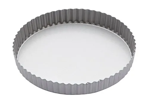 KitchenCraft Flan- und Quicheform, runde Pfanne mit losem Boden, langlebige, strapazierfähige Antihaftbeschichtung, spülmaschinenfeste Pfanne mit Schutzhülle, 24,5 cm x 3,5 cm, 1 Form