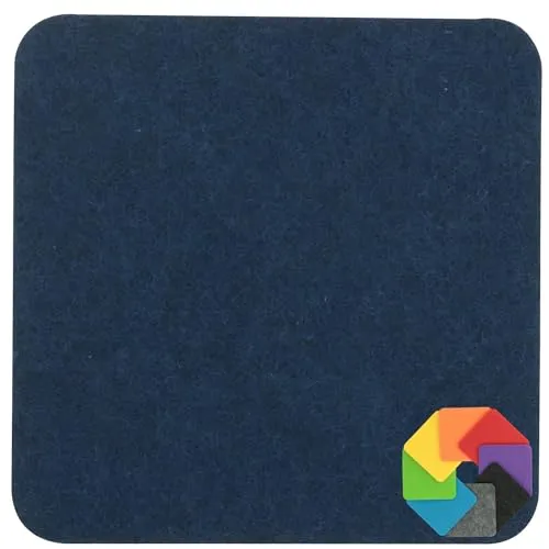 Design Filz Untersetzer eckig - 10x10cm in Nachtblau für Glas, Getränke, Bar, Tasse, Vase