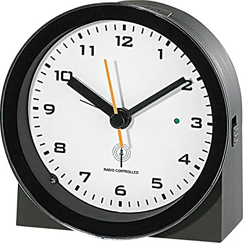 infactory Tisch Funkuhr analog: Funkuhr mit Weckfunktion (Analoger Funkwecker, Funkuhr Wecker analog, ohne Schlummerfunktion)