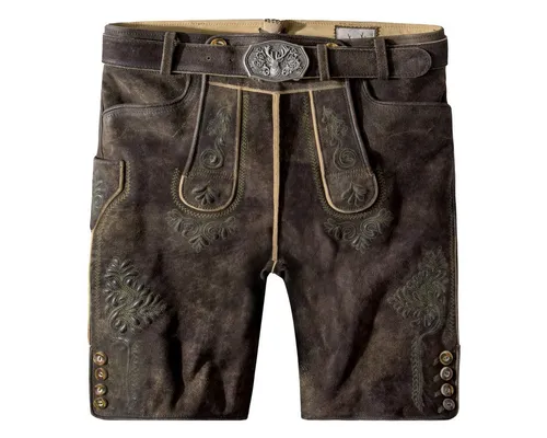Stockerpoint Bertl Herren Trachtenlederhose, Braun Gespeckt, 58 - Trachtenlederhosen für Herren, hochwertige Trachtenlederhose aus gegerbtem Wildbockleder, inklusive passendem Gürtel für den perfekten Look.