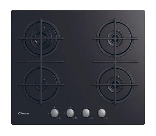 Candy CVG6B Gasherd aus gehärtetem Glas, 4 Flammen, Schwarz von Candy