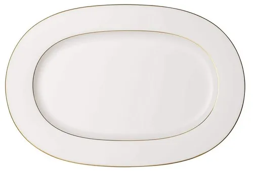 Villeroy & Boch Signature Servierplatte Anmut Gold - Elegante Servierplatte oval 41x29cm aus Premium Bone Porcelain, spülmaschinenfest und mit dauerhaftem Golddekor - ideal für stilvolle Anlässe.