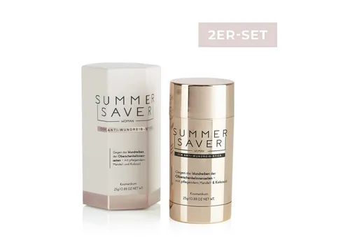 SUMMERSAVER Pflegestift - Anti-Wundreib-Stick für empfindliche Haut - Feuchtigkeitscremes für Sportler, schützt effektiv vor Wundreibungen und pflegt mit Mandel- und Kokosöl. Vegan, dermatologisch getestet und ideal für unterwegs.