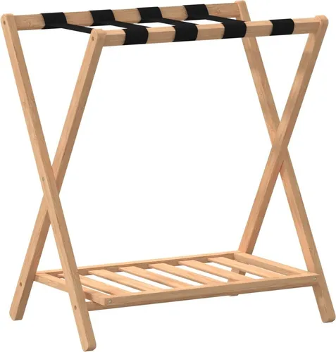 vidaXL Gepäckablage aus Bambus 68x38x58 cm - Braun - Bürostühle: Robuste Gepäckablage aus natürlichem Bambus mit zwei Ablagen für Koffer und Handgepäck, zusammenklappbar und platzsparend.