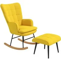 HOMCOM Schaukelsessel mit Hocker – Bequemer Wohnzimmerstuhl
