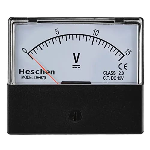 Heschen Rechteckvoltmeter Analogpanel Volt Spannungsmesser DH-670 Typ DC 0-15V Klasse 2.0 CE gelistet