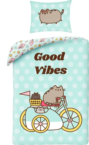 Halantex Pusheen Bettwäsche-Set 140x200 cm - Originelle Bettwäsche für Kinder und Jugendliche mit süßem Pusheen-Motiv. Set besteht aus einem Bettbezug und passendem Kissenbezug, ideal für einen gemütlichen Schlaf.