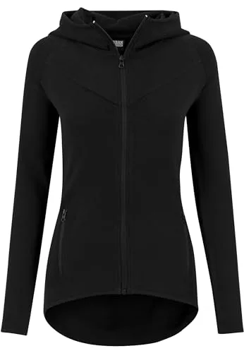 Urban Classics Damen Kapuzenpullover Ladies Athletic Interlock Zip Hoody - Kapuzenpullover für Damen, sportliche Strickjacke mit Reißverschluss und Daumenlöchern, perfekt für Sport und Freizeit, hält Hüfte und Po warm.