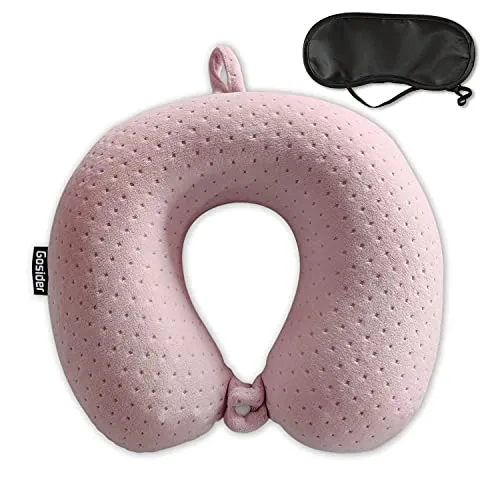 Nackenkissen zum Schlafen auf Reisen, rosa Reisekissen, Bequeme U-förmige Memory Foam Kissen, Nacken- und Kopfstütze, tragbares Reise-Nackenkissen, geeignet für Flugzeuge, Züge, selbstfahrende Autos