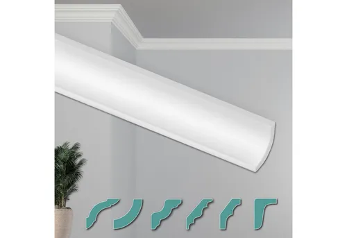 Hexim Deckenleiste ZG19, 50 Meter - Moderne XPS Styroporleisten für stilvolle Raumgestaltung - Deckenleisten, elegant und funktional. Ideal für nahtlose Übergänge zwischen Wand und Decke, kaschieren sie Mängel und sind einfach zu montieren.