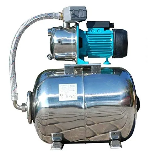 Hochwertiges 50 L Edelstahl Hauswasserwerk 1100W - Brunnenpumpen: Leistungsstarkes Hauswasserwerk mit 5 bar Druck und langlebigem Edelstahlgehäuse für effiziente Bewässerung.