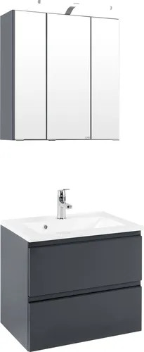 Badezimmer Cardiff ca. 60 cm Grau mit LED-Beleuchtung