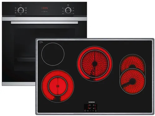 Siemens EQ214KA00Z Set Backofen HB213ABS0 Edelstahl + Glaskeramikkochfeld ET845HH17