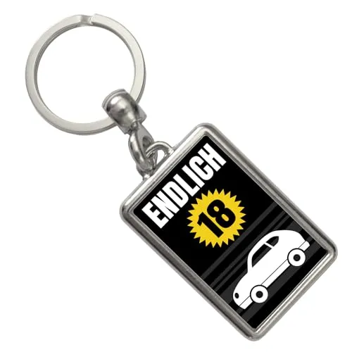 speecheese Endlich 18 Auto Schlüsselanhänger Volljährigkeits-Geschenk ideal zum Führerschein feiere Auto fahren Erwachsensein ohne Alkohol