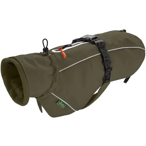 Hundemantel Nordby in Oliv, Größe 35 - Winterjacke für Hunde, wasserabweisend und leicht. Mit hohem Halskragen, verstellbarer Halsweite und Bauchumfang für optimalen Sitz.