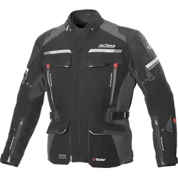 Büse Highland II Jacke schwarz 10XL - Motorradjacke für Abenteuer und Touren, wasserdicht und atmungsaktiv mit HUMAX® Klimamembran, bietet optimalen Schutz durch YF®-Protektoren und individuelle Passform mit Verstellmöglichkeiten.